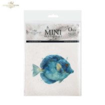 Set de 6 Hojas Mini. Papel de Arroz. Peces Tropicales. 14,8 x 14,8cm.