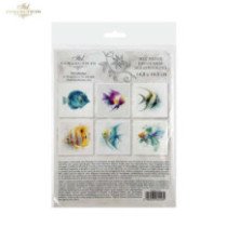 Set de 6 Hojas Mini. Papel de Arroz. Peces Tropicales. 14,8 x 14,8cm.