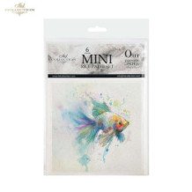 Set de 6 Hojas Mini. Papel de Arroz. ilustraciones de Peces Tropicales. 14,8 x 14,8cm.