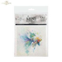 Set de 6 Hojas Mini. Papel de Arroz. ilustraciones de Peces Tropicales. 14,8 x 14,8cm.