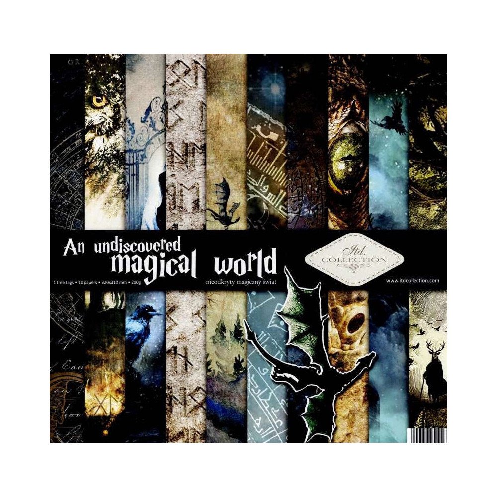 Set de papel para scrapbooking. Colección An undiscovered magical world - 31 x 32cm.