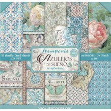 Set de papel para scrapbooking. Azulejos de sueño. 10 hojas 30,5 x 30,5 cm (12" x 12") 2 caras