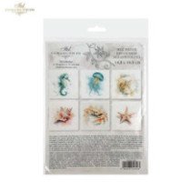 Set de 6 Hojas Mini. Papel de Arroz. Fauna Marina. 14,8 x 14,8cm.