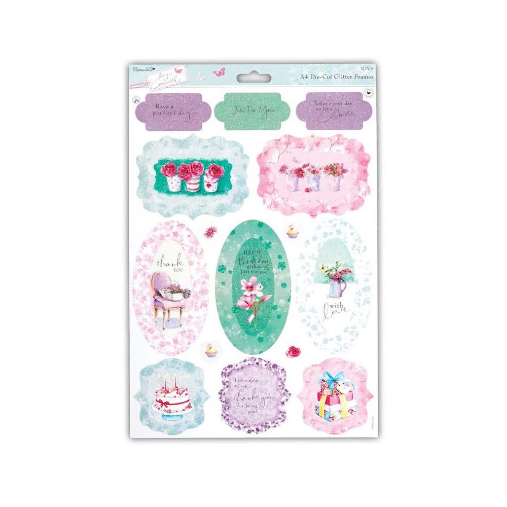 Die-Cut con Glitter en A4. 31 Piezas. Por Lucy Cromwell - Dia Perfecto