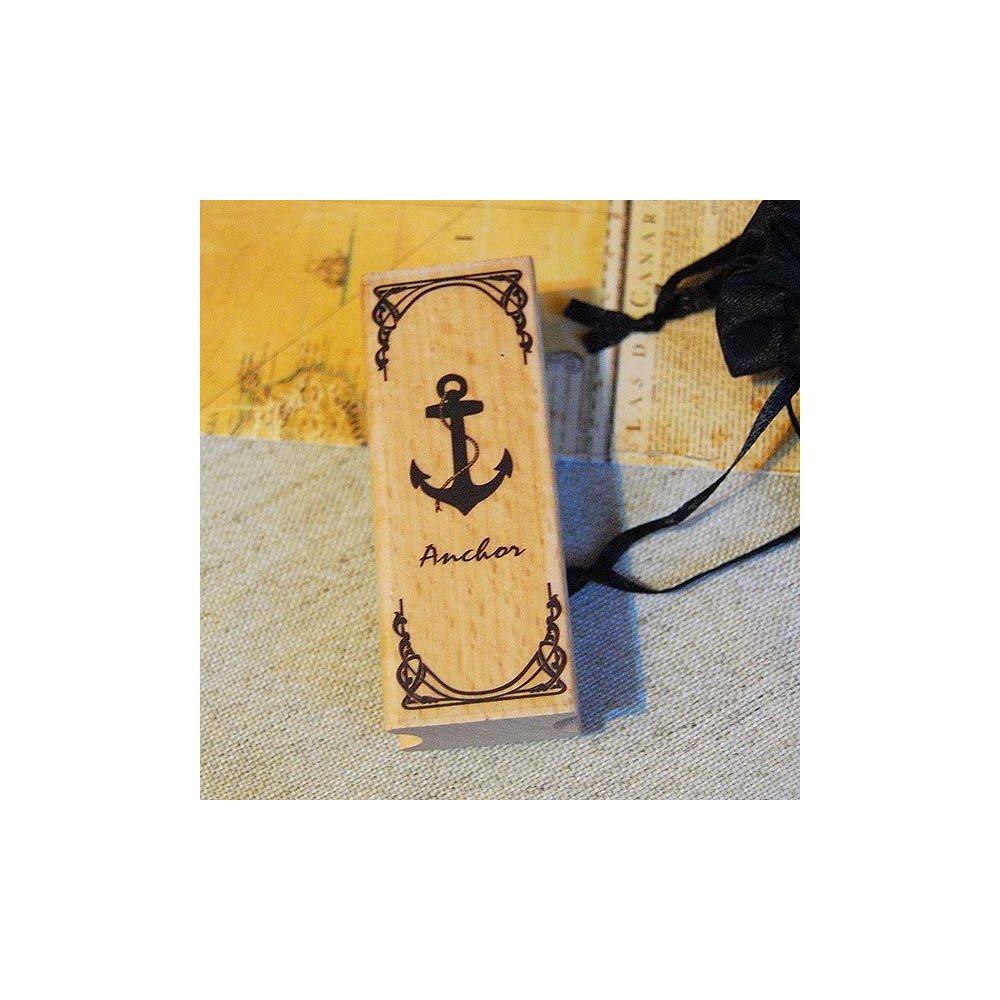 Sello de caucho y madera Vintange Ancla