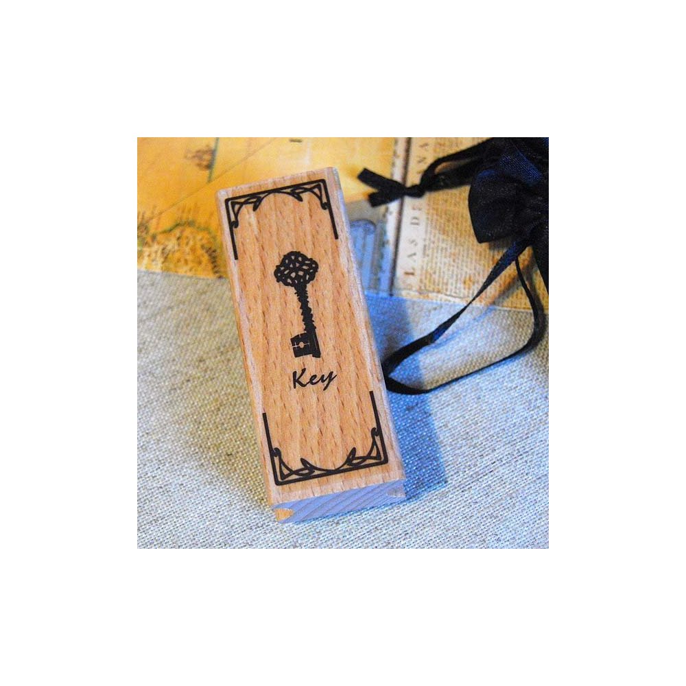 Sello de caucho y madera Vintange Llave