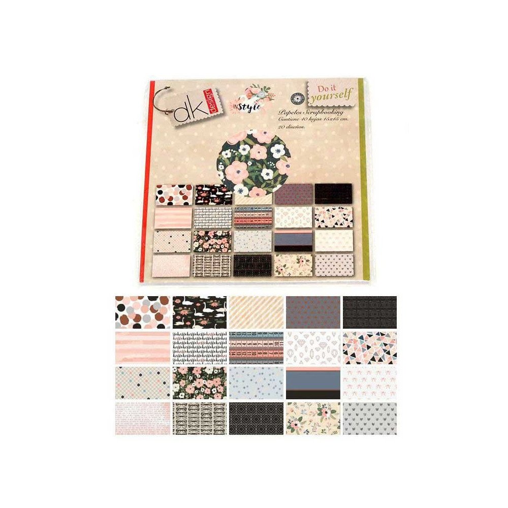 Bloc de 40 hojas para Scrapbooking Rosie´s in Style 15x15 cm