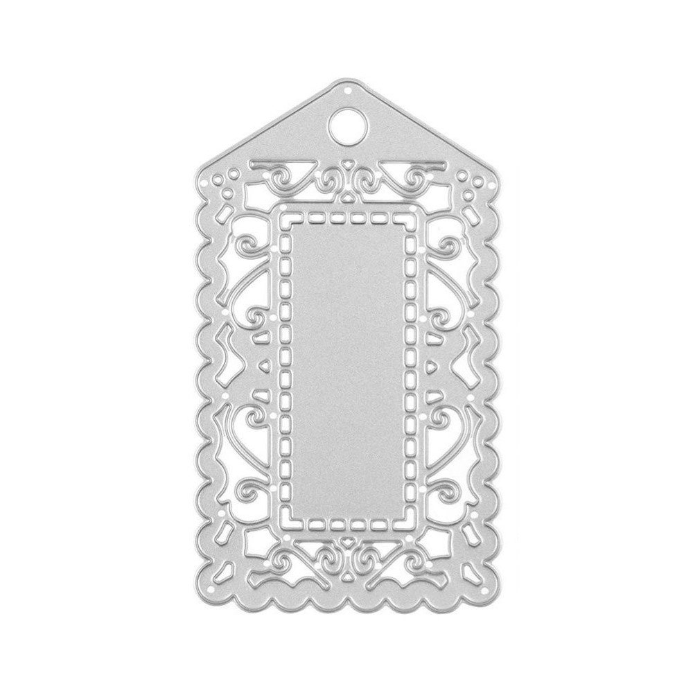 Troquel metálico decorativo para scrapbooking. Tag