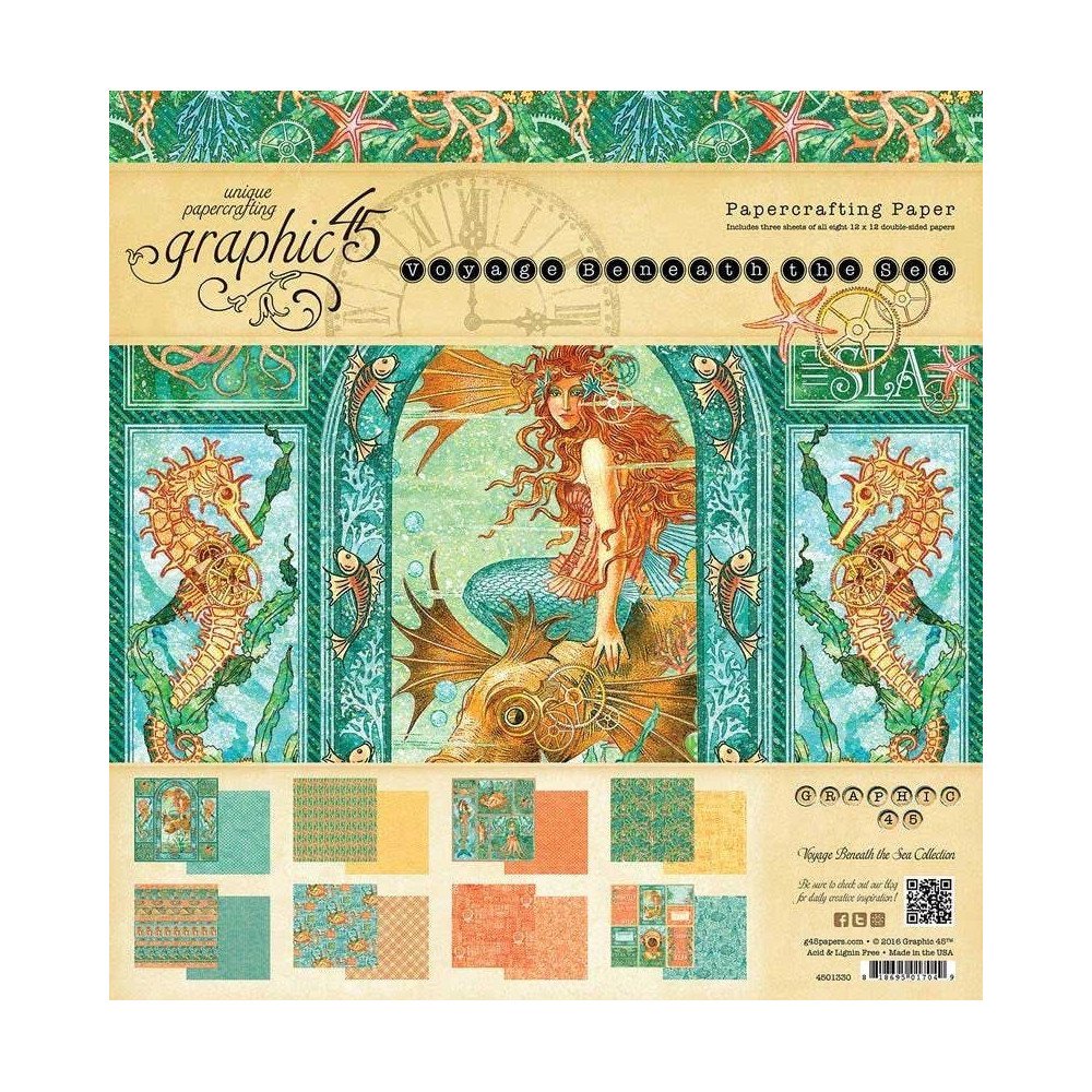 Graphic 45 Voyage Beneath the Sea Bloc 24 Hojas 12 x 12