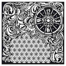 Stencil Stamperia 30 x 30 cm. Reloj y Textura