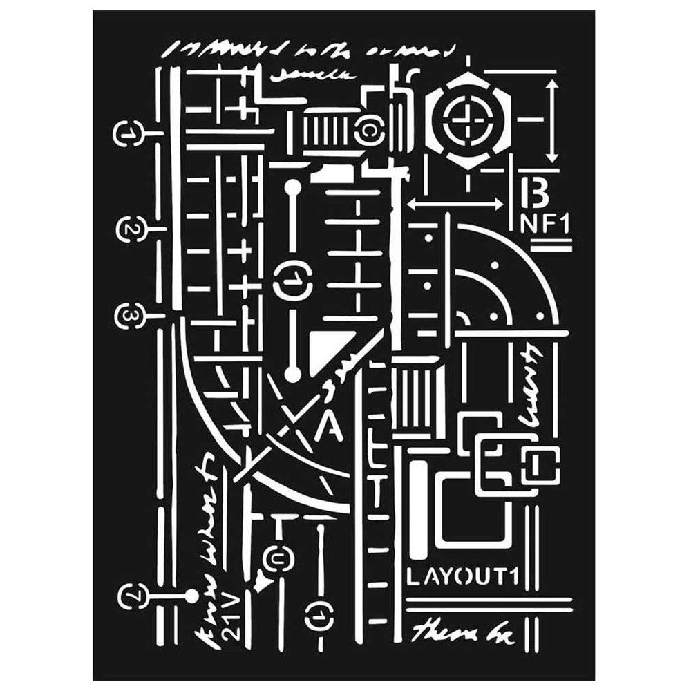 Thick stencil cm. 15 x 20 Mixed Media Layout - Antonis Tzanidakis