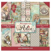 Alice in Wonderland. Bloc de Scrapbooking 10 hojas 20.3 x 20.3 (8 x 8) 2 caras
