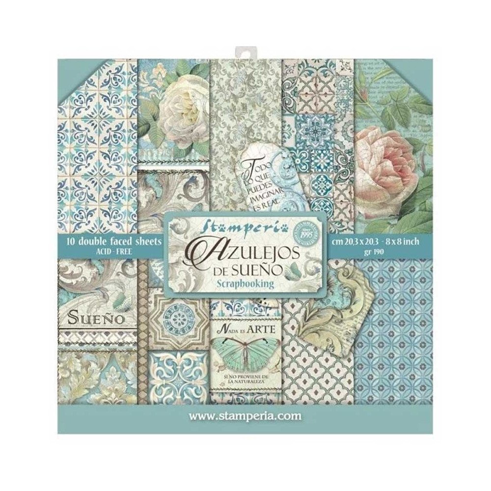Azulejos de sueño. Bloc de Scrapbooking 10 hojas 20.3 x 20.3 (8 x 8) 2 caras