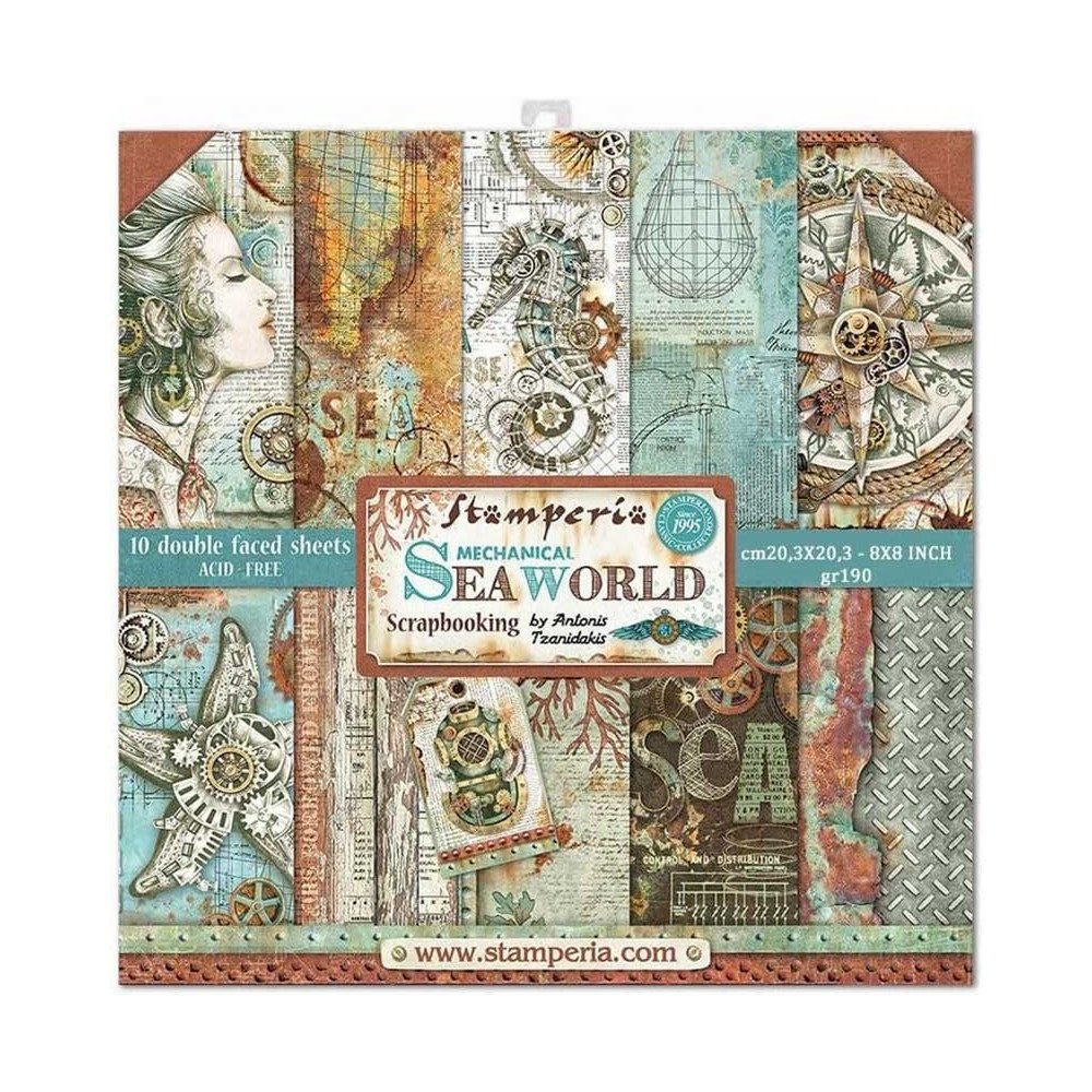 Sea World. Bloc de Scrapbooking 10 hojas 20.3 x 20.3 (8 x 8) 2 caras
